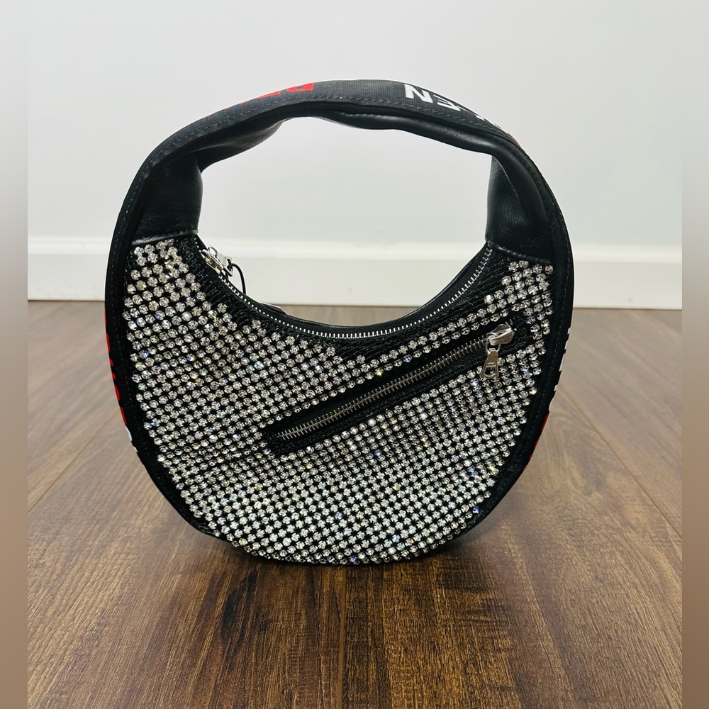 Bruce Glen Logo Mini Egg Rhinestone Mesh Hobo Bag - Picture 8 of 15